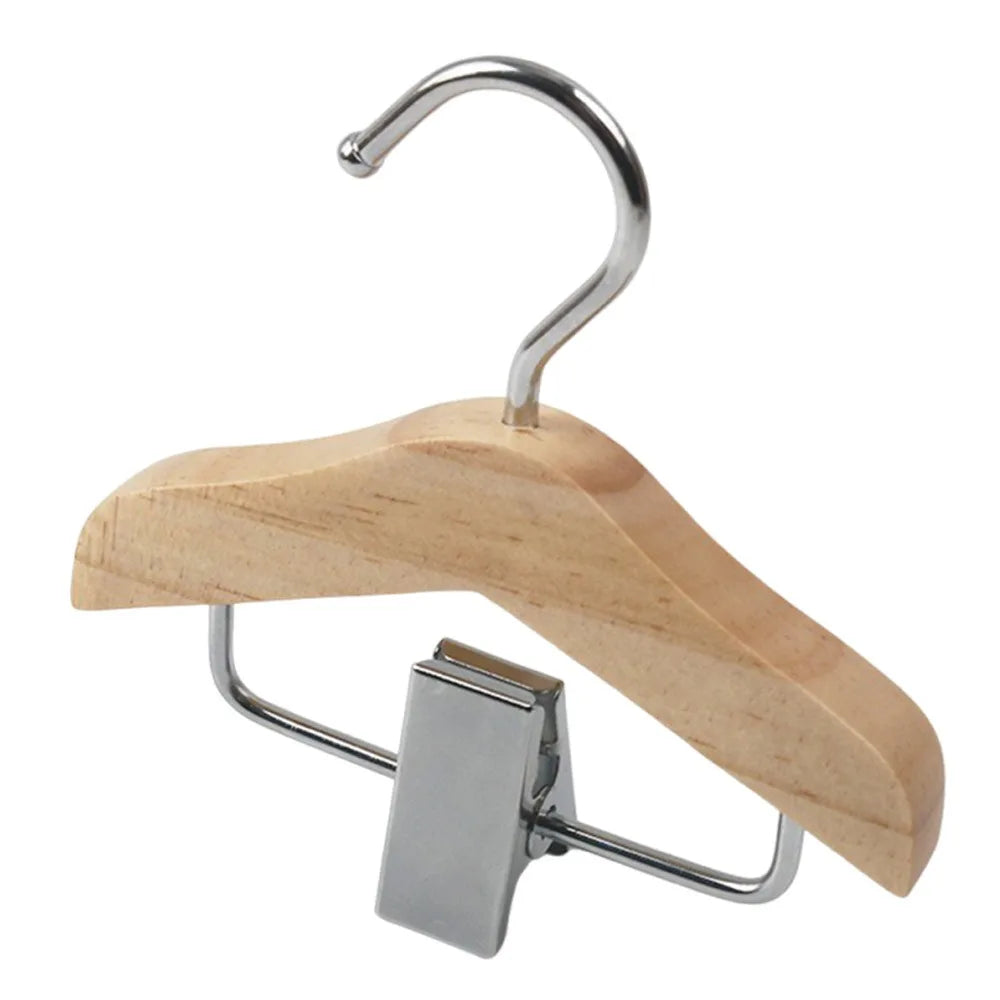 Solid Wood Clip Hanger Anti-Slip Mini Coat & Pants Rack