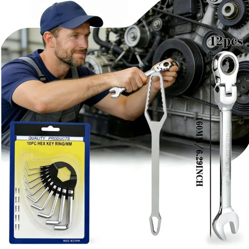12-Piece Vanadium Steel Combination Wrench Set | Cr-V Tools Combination Wrench Set Nixie