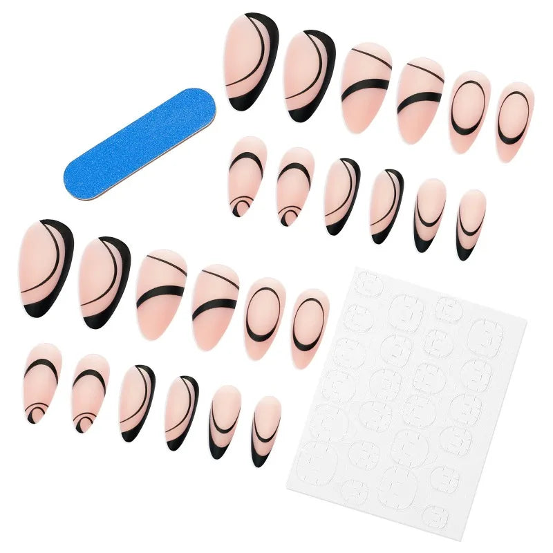 French Press On Nails Rhinestone Lines | Zinc Alloy Design