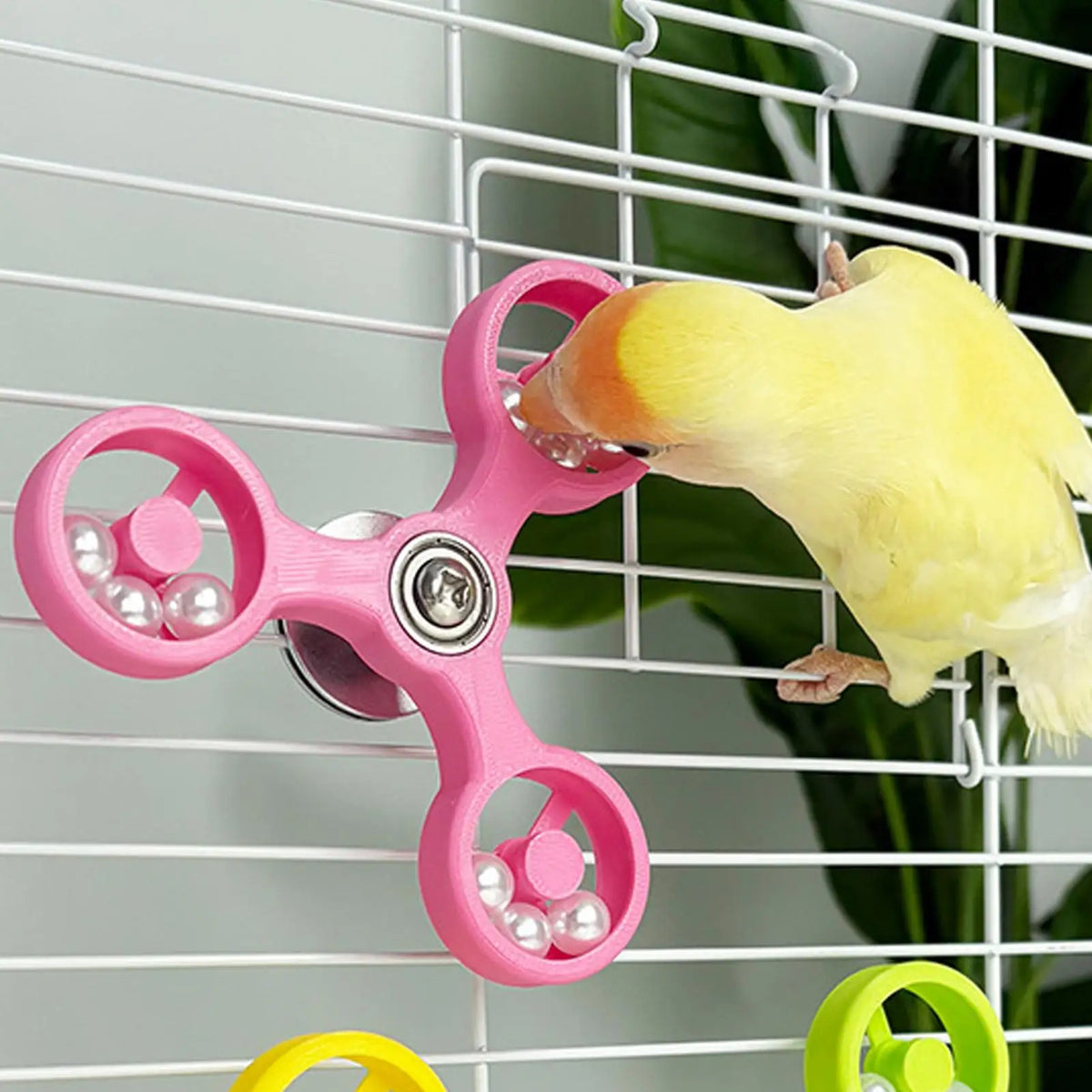 Parrot Spinner Windmill Chew Toy – Birdcage Enrichment Accessory Bird Chew Toy Nixie