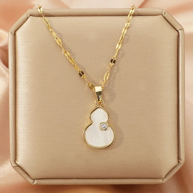 Chinese Style Mother-of-Pearl Gourd Pendant Necklace Pendant Necklace Nixie XL1470-31 40cm