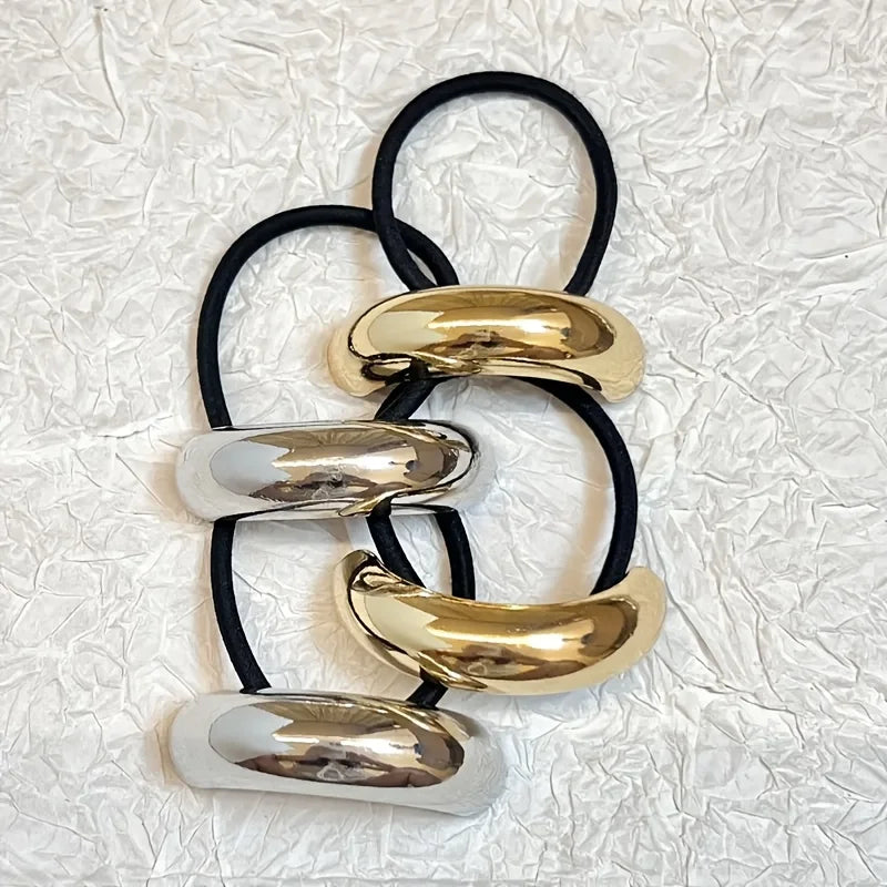 Geometric Metal Hair Rope Scrunchie – Elegant & Gentle Hold