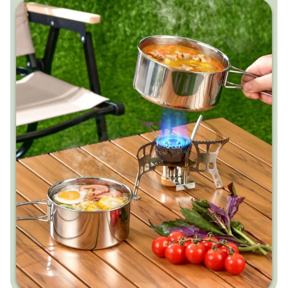 12-Piece Camping Cook Set – 304 Stainless Steel Pots & Pans Camping Cookware Set Nixie