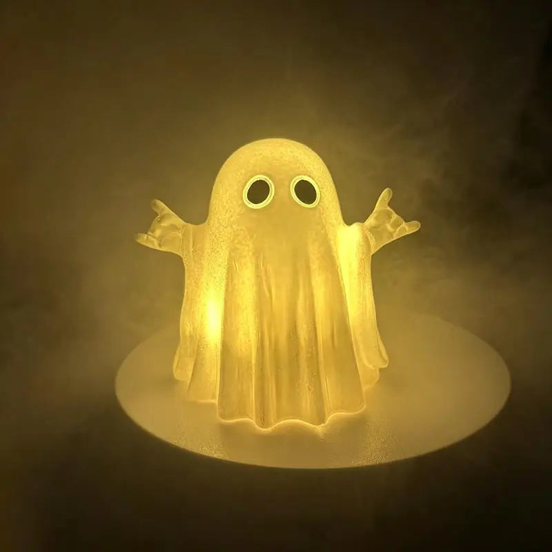 Cute Halloween Ghost Resin Statue – Mini Desktop Shelf Décor Halloween Resin Ornament Nixie A7