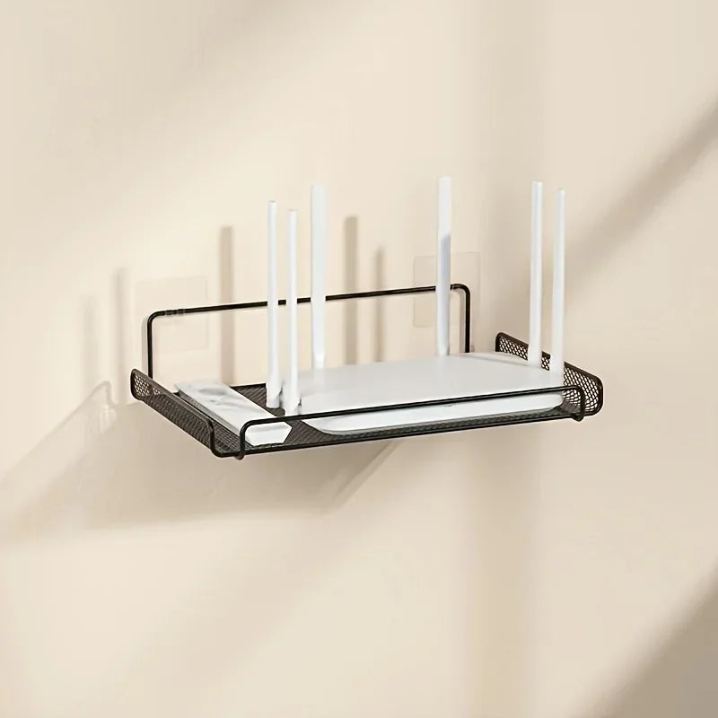 No-Drill Stainless Steel Wall-Mounted Router & WiFi Shelf Wall Storage Shelf Nixie black