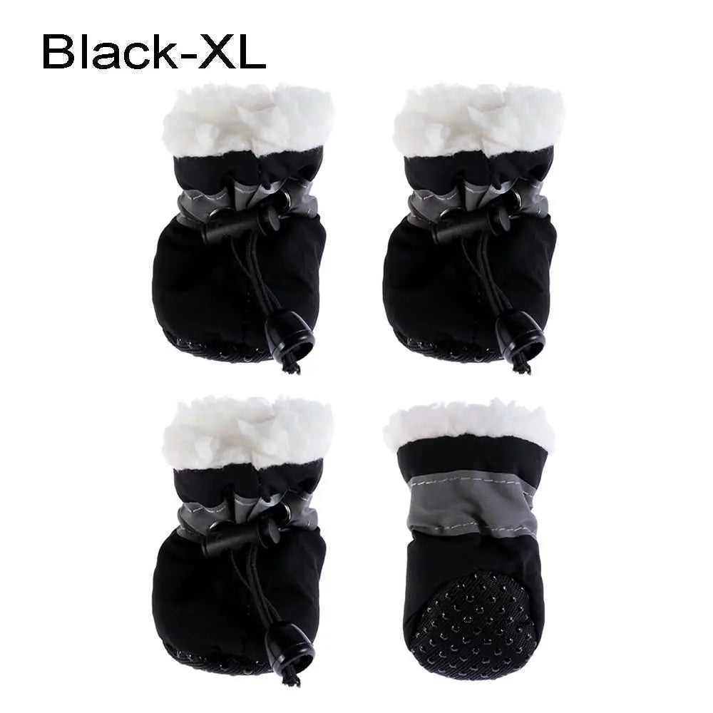 4-Pack Winter Anti-Slip Dog Boots – Warm Puppy Snow Shoes Dog Boots Nixie Black M