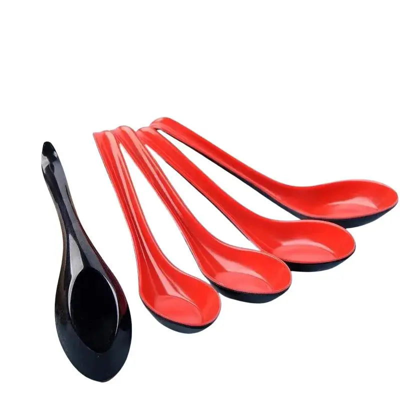 2pcs Japanese Ramen Soup Spoons Long Handle Melamine Drop-Resistant Soup Spoons Nixie