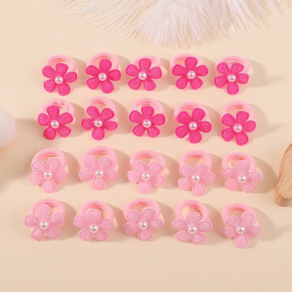 Girls Kids Hair Ties Pink Heart Star Ponytail Holders 10/20pcs