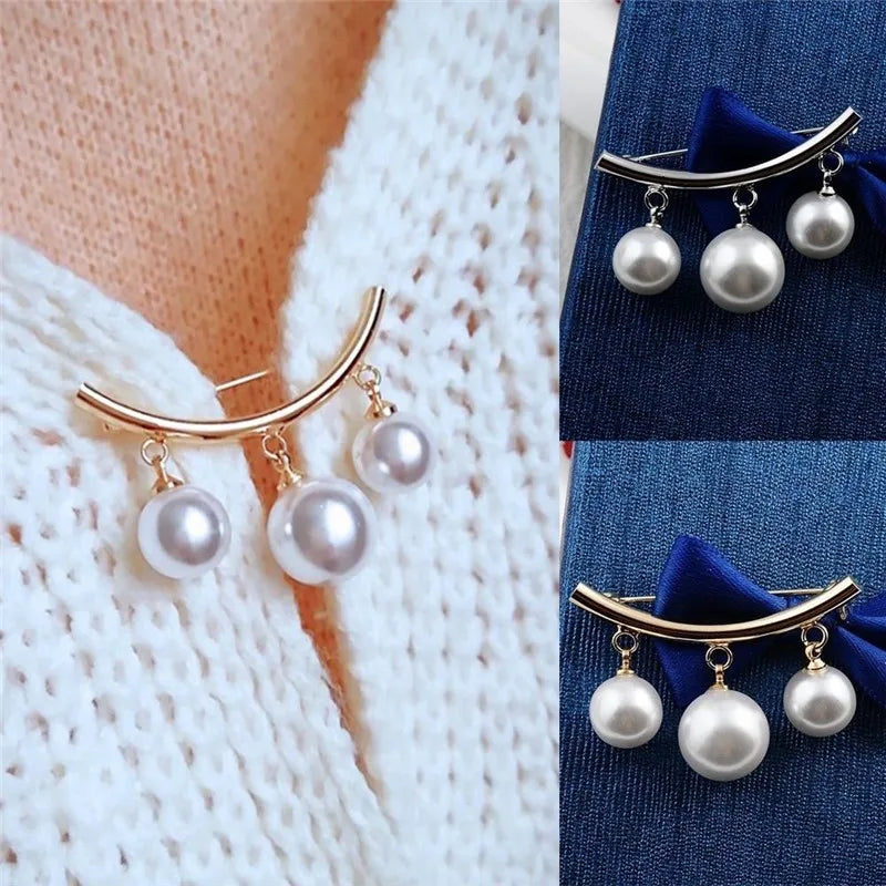 Pearl Pendant Brooch Unisex Corsage Pin – Gold & Silver Fashion Brooch Pin Nixie