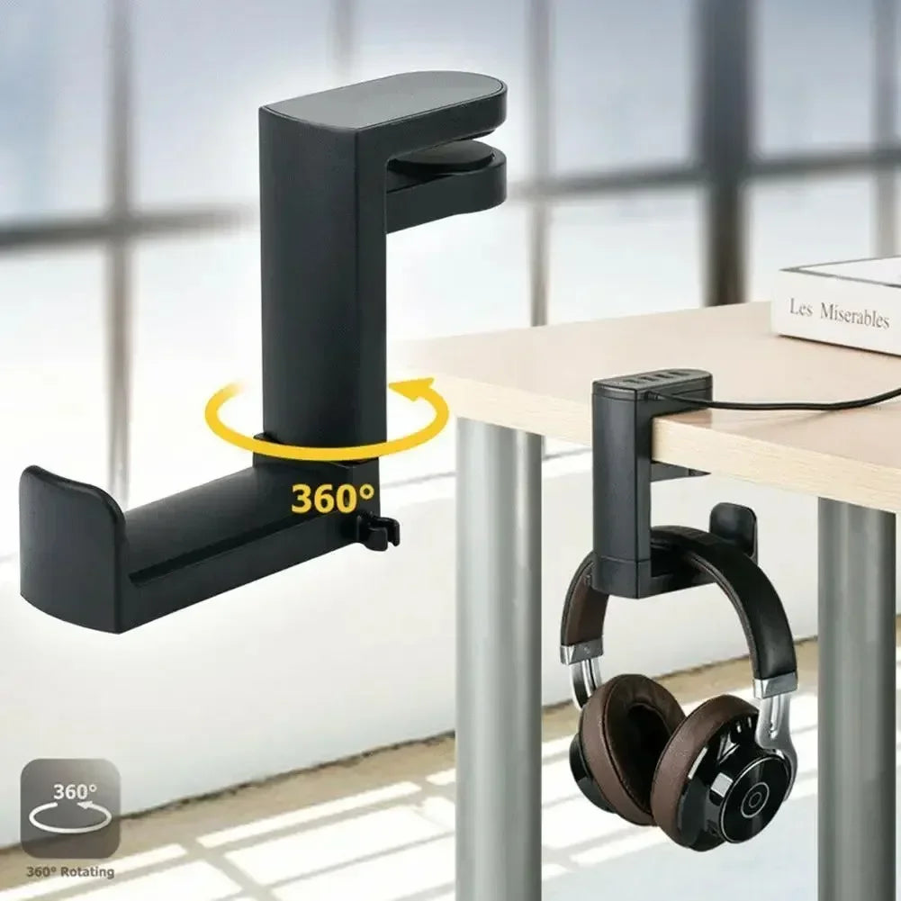 No-Drill Headphone Hanger Desk Stand with Cable Clips Headphone Stand Hanger Nixie