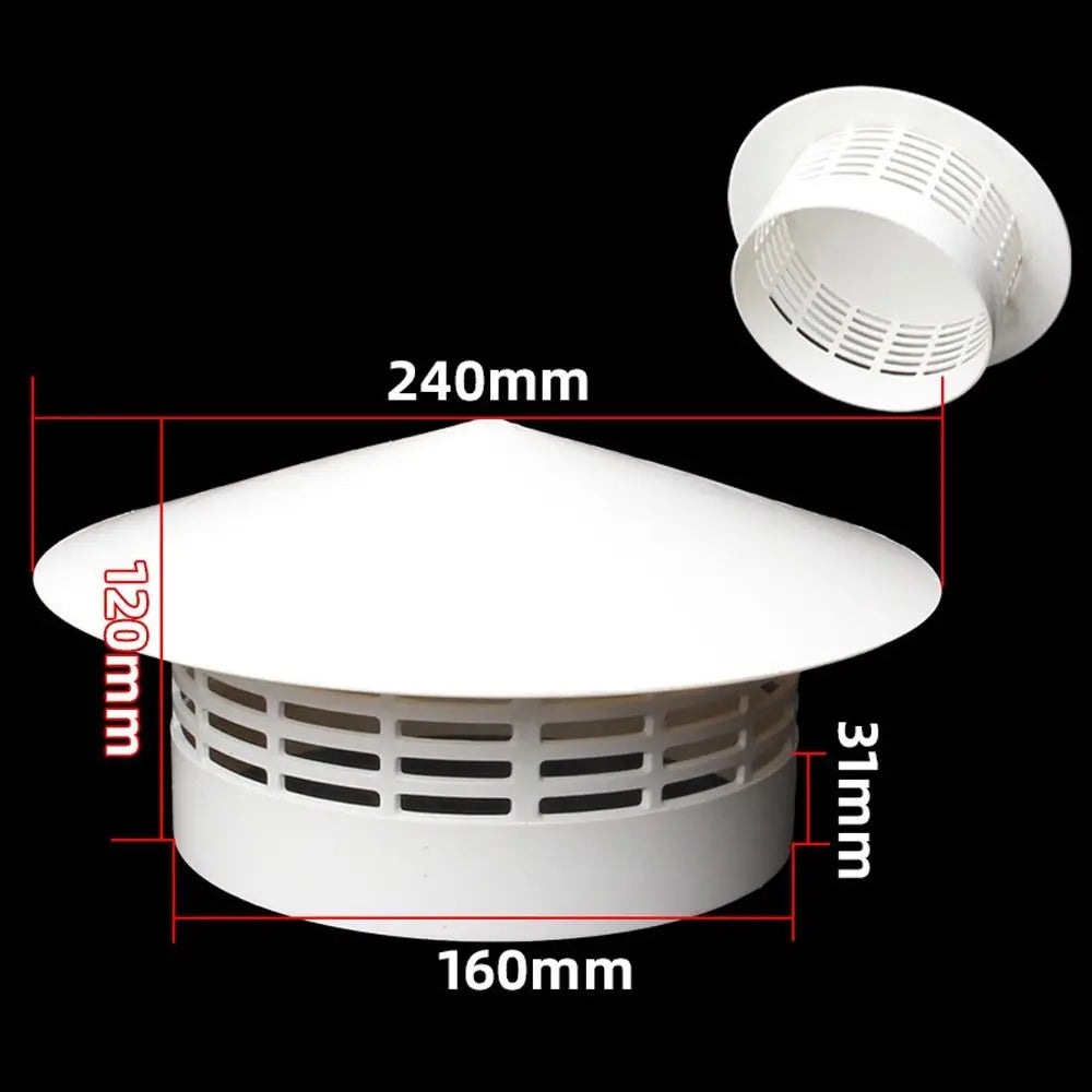 PVC Ventilated Rain Cap 75–200mm Roof Duct Exhaust Vent Hood Cover Vent Rain Cap Nixie 160mm
