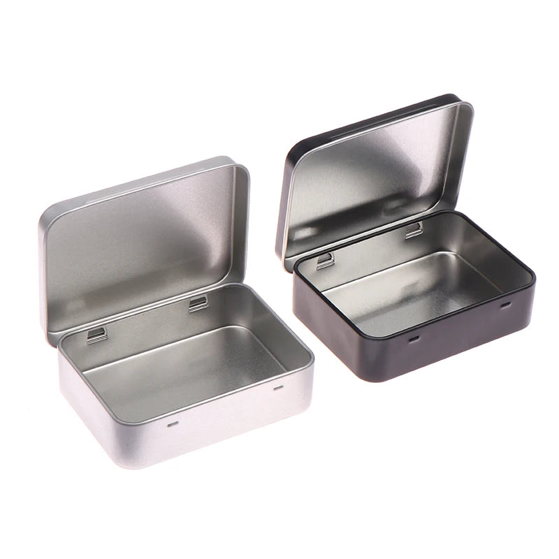 Iron Storage Box Frosted Finish Metal Tin with Hinged Lid Metal Storage Tin Nixie