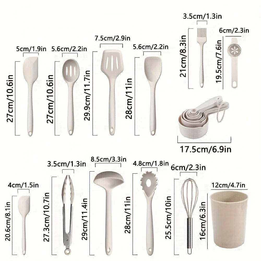 22-Piece Silicone Cooking Utensil Set with Holder | Nixie Silicone Utensil Set Nixie