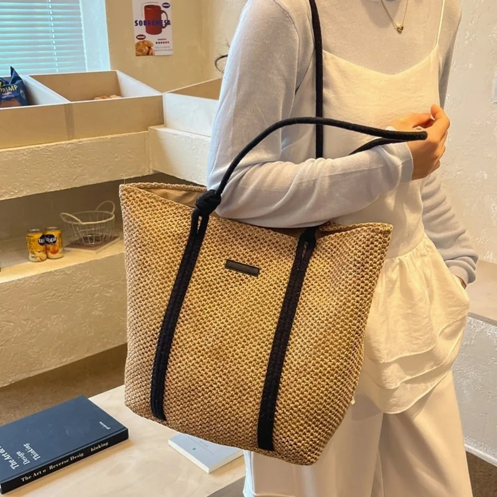Handwoven Straw Tote Bag – Large Woven Shoulder Bag for Women Woven Tote Bag Nixie