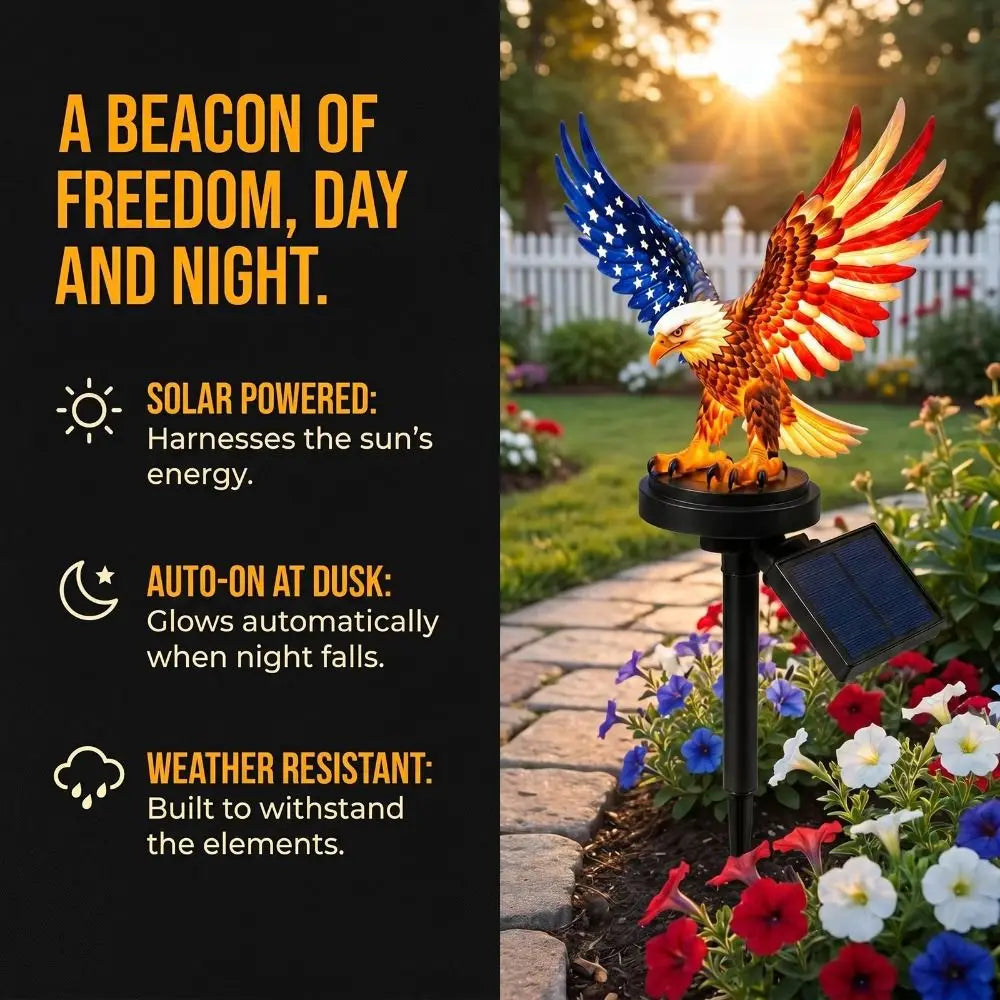 Solar LED Eagle Garden Stake Light – Patriotic Outdoor Décor Solar Garden Stake Light Nixie