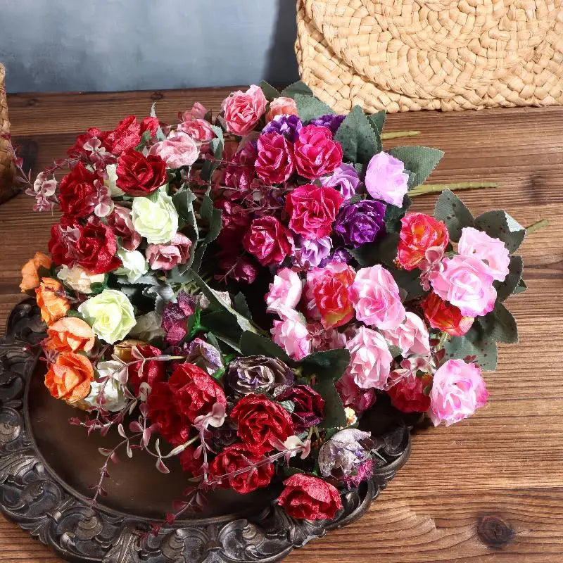 21-Head Artificial Rose Bouquet – Silk Fake Flowers for Decor Artificial Flower Bouquet Nixie