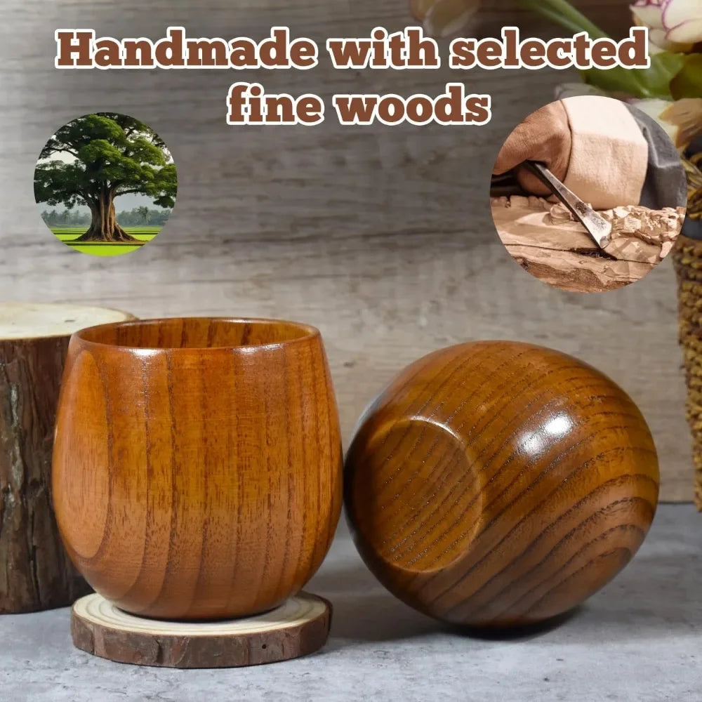 FEB.WIND Wooden Tea Cup – Shatterproof Mug for Camping & Home Wooden Drinkware Mug Nixie