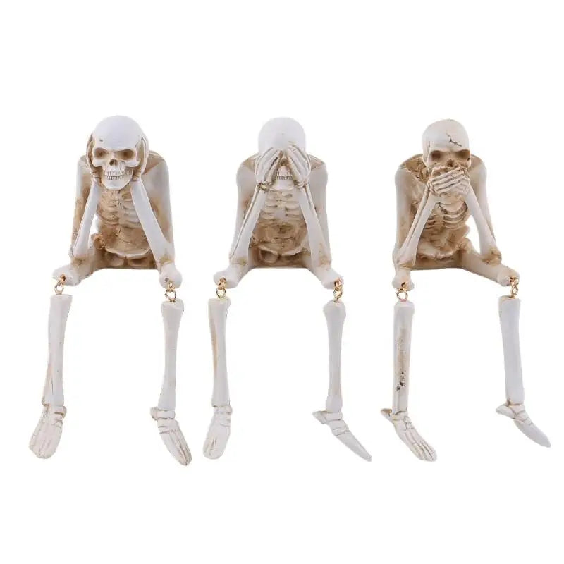 3-Pc See Hear Speak No Evil Skeleton Figurines | Halloween Decor Halloween Figurines Nixie