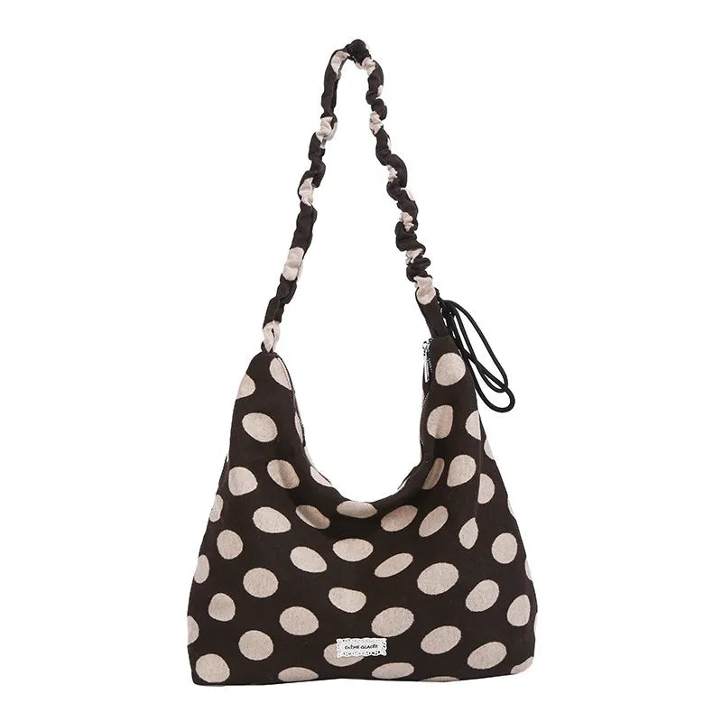 Japanese Retro Polka Dot Tote Bag – Large Shoulder Handbag Tote Shoulder Bag Nixie