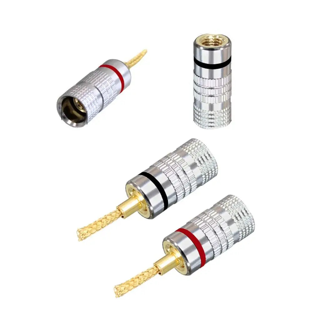 24K Gold Banana Plugs Screw Lock Speaker Wire Connectors Speaker Wire Connector Nixie