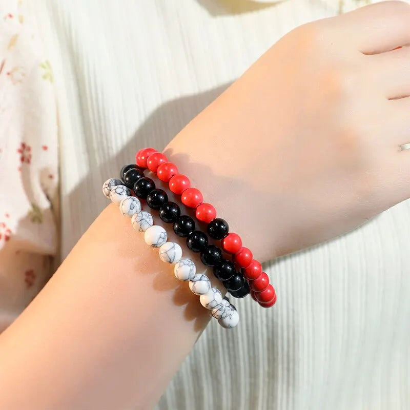 3-Piece Unisex Beaded Bracelet Set – 8mm Turquoise & Stone Beaded Bracelet Set Nixie