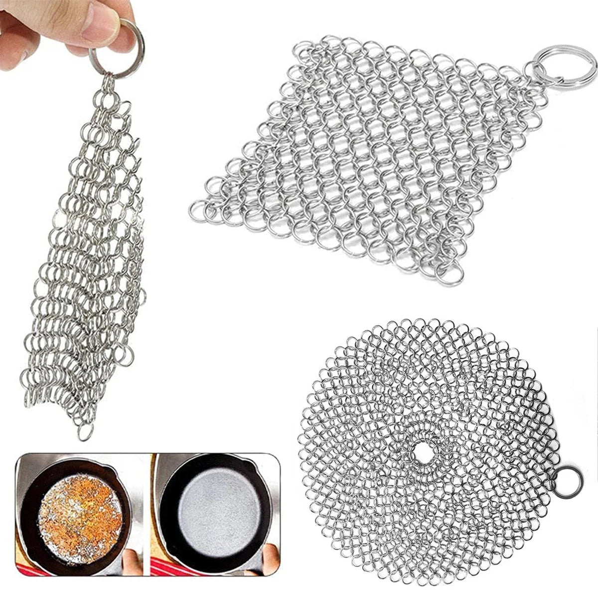 Chainmail Cast Iron Scrubber – Stainless Steel Cleaning Ring