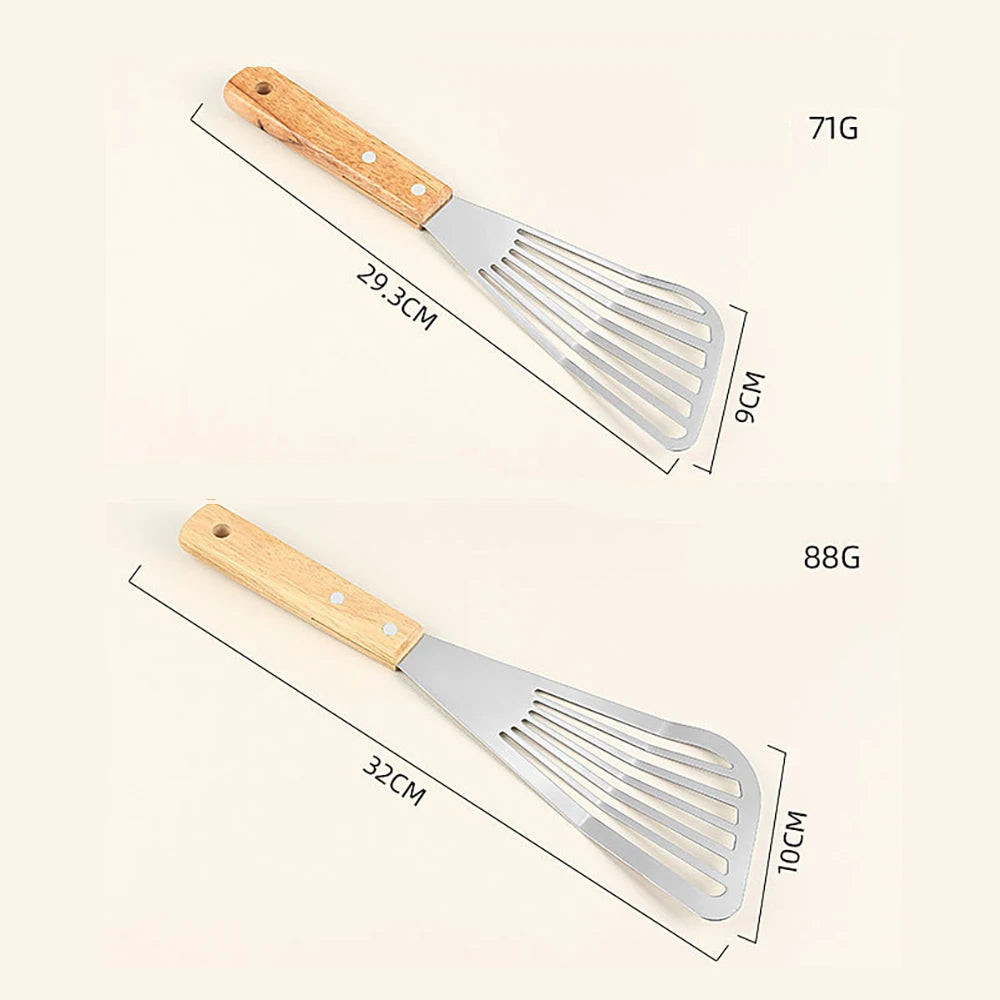 Stainless Steel Fish Turner Spatula – Wooden Handle Kitchen Spatula Nixie