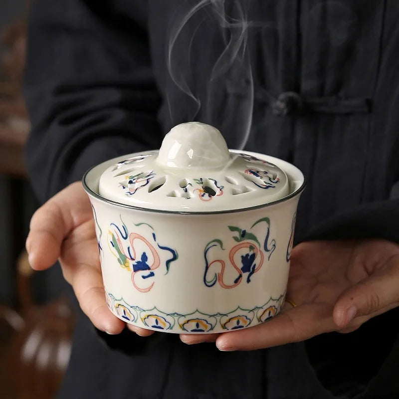 Ceramic Incense Burner with Cover – Zen Aromatherapy Décor Incense Burner Nixie