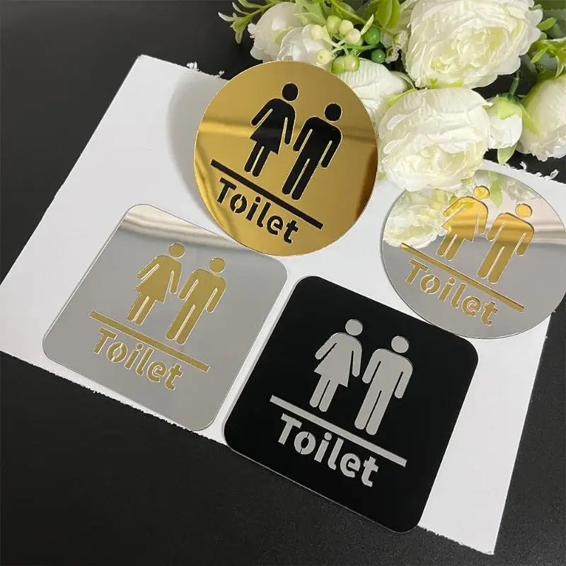 3D Acrylic Self-Adhesive Restroom Sign Men Women – 10cm Restroom Wall Sign Nixie
