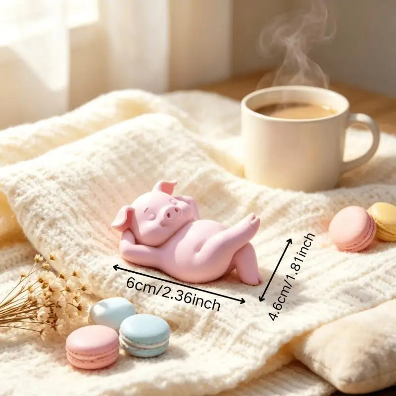 Cute Reclining Pink Pig Figurine – 3D Print Mini Desk Ornament Decorative Figurine Nixie Default Title