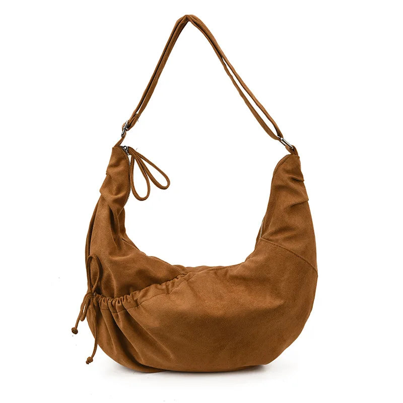 Vintage Suede Dumpling Bag – Large Shoulder & Crossbody Bag