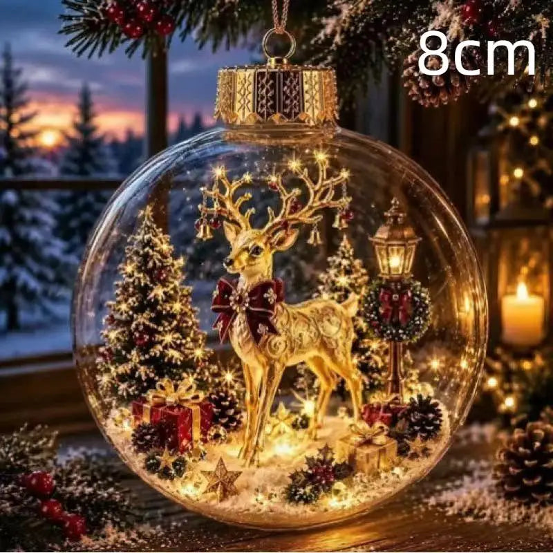 LED Luminous Christmas Crystal Ball Ornament – Santa & Snowman Christmas Ball Ornament Nixie A9 8cm