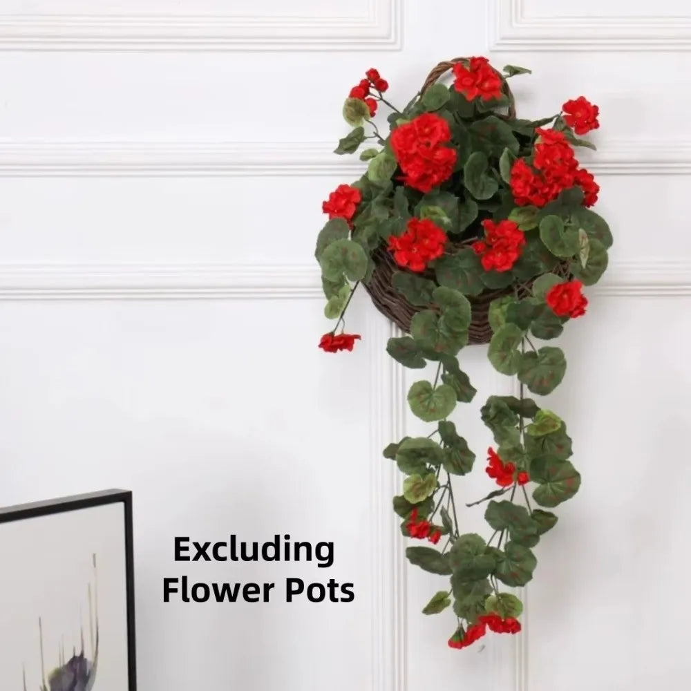 Realistic Artificial Geraniums Faux Flower Bouquet – Home & Wedding Artificial Flower Bouquet Nixie