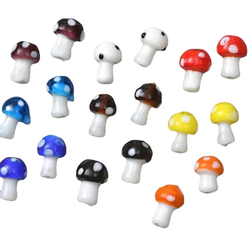 5Pcs Mushroom Crystal Glass Beads for DIY Jewelry Making Jewelry Making Beads Nixie