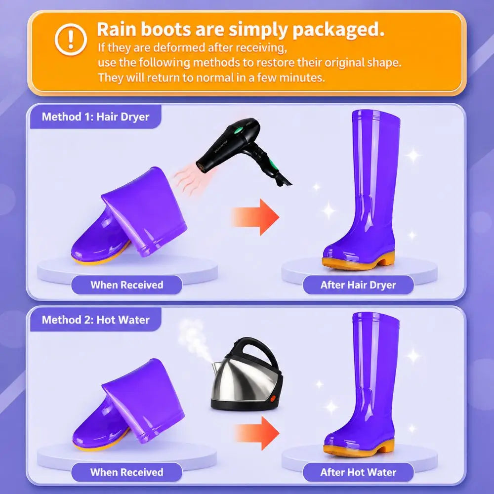 Women's Waterproof Mid-Calf Rain Boots – Non-Slip PVC Garden Boots Women's Rain Boots Nixie