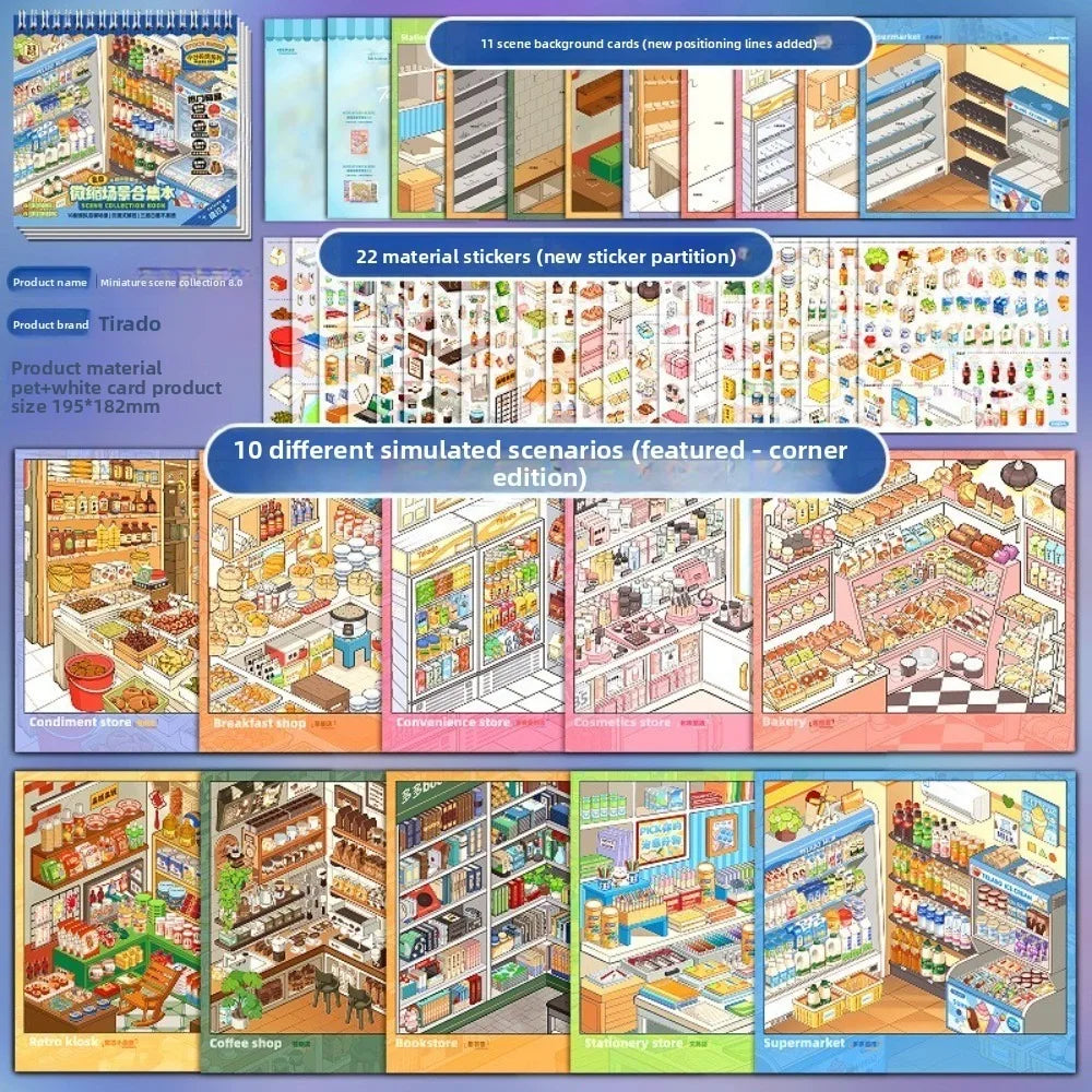 3D Miniature Scene Stickers – 10 Scenes & 33 Sheets | PET Craft