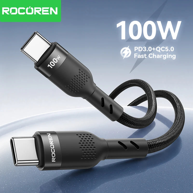 Rocoren 100W USB-C to USB-C Fast Charging Cable 1m/2m USB-C Charging Cable Nixie