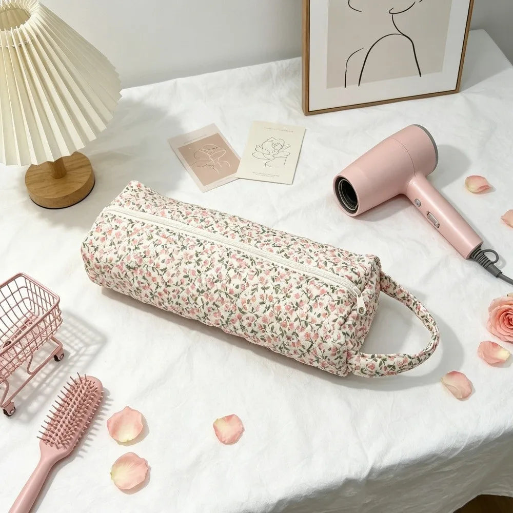 Quilted Cotton Hair Dryer Storage Bag – Dustproof with Handle