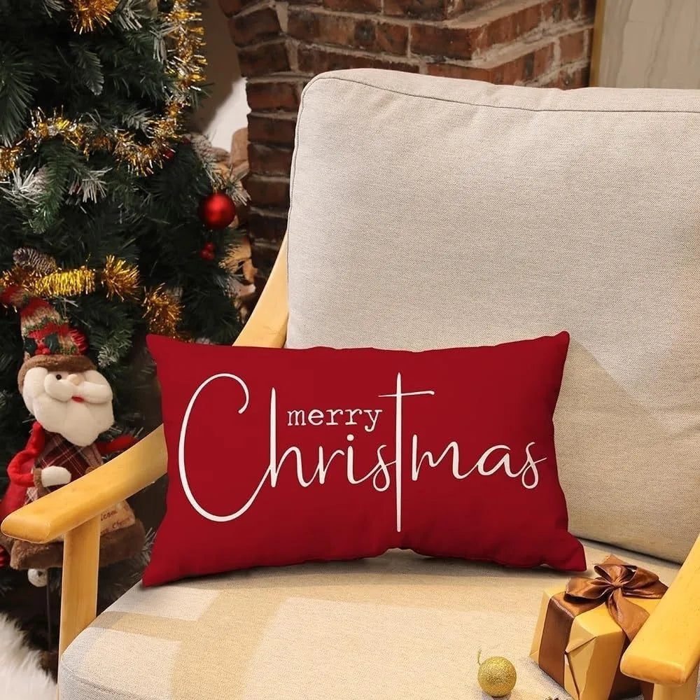 Christmas Throw Pillow Cover 12x20" Rectangular Holiday Décor