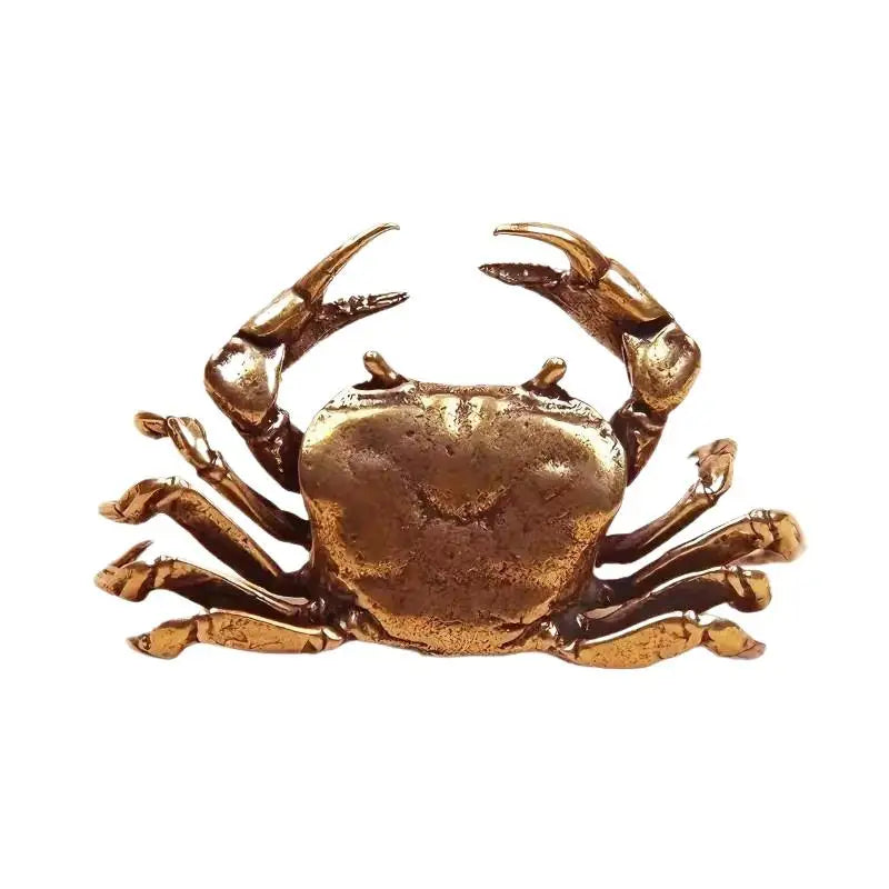 Brass Crab Figurine Antique Tea Pet Desktop Ornament | Handcrafted Decorative Figurine Nixie