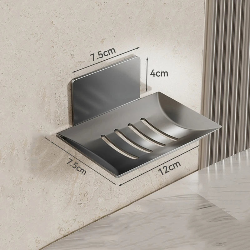 Wall Mounted Carbon Steel Soap Tray with Drainage – Black Soap Dish Holder Nixie Dark gray
