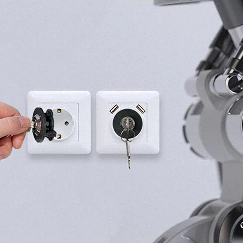 Child Safety Socket Lock with Key – Zinc-Alloy Outlet Lock Safety Socket Lock Nixie