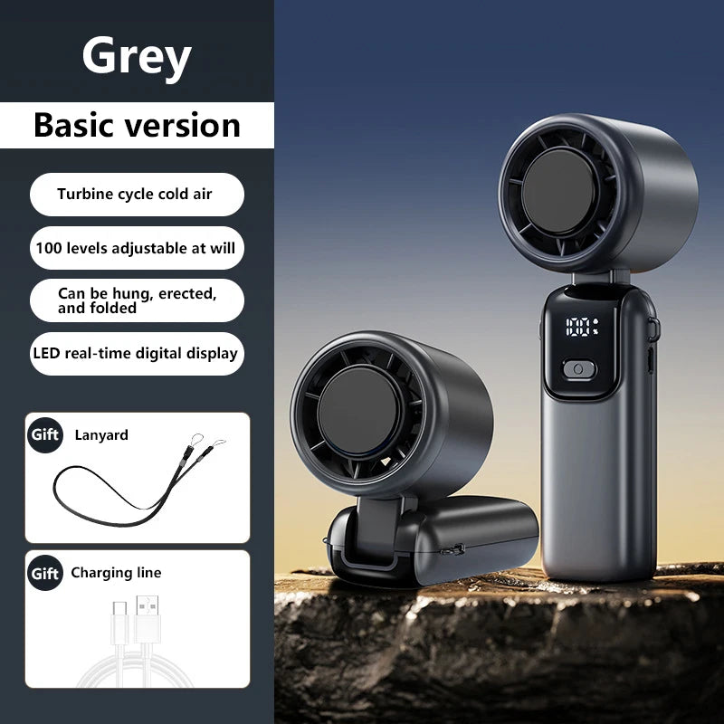 Portable Handheld Fan 100-Speed Foldable Rechargeable USB-C Handheld Portable Fan Nixie Regular gray