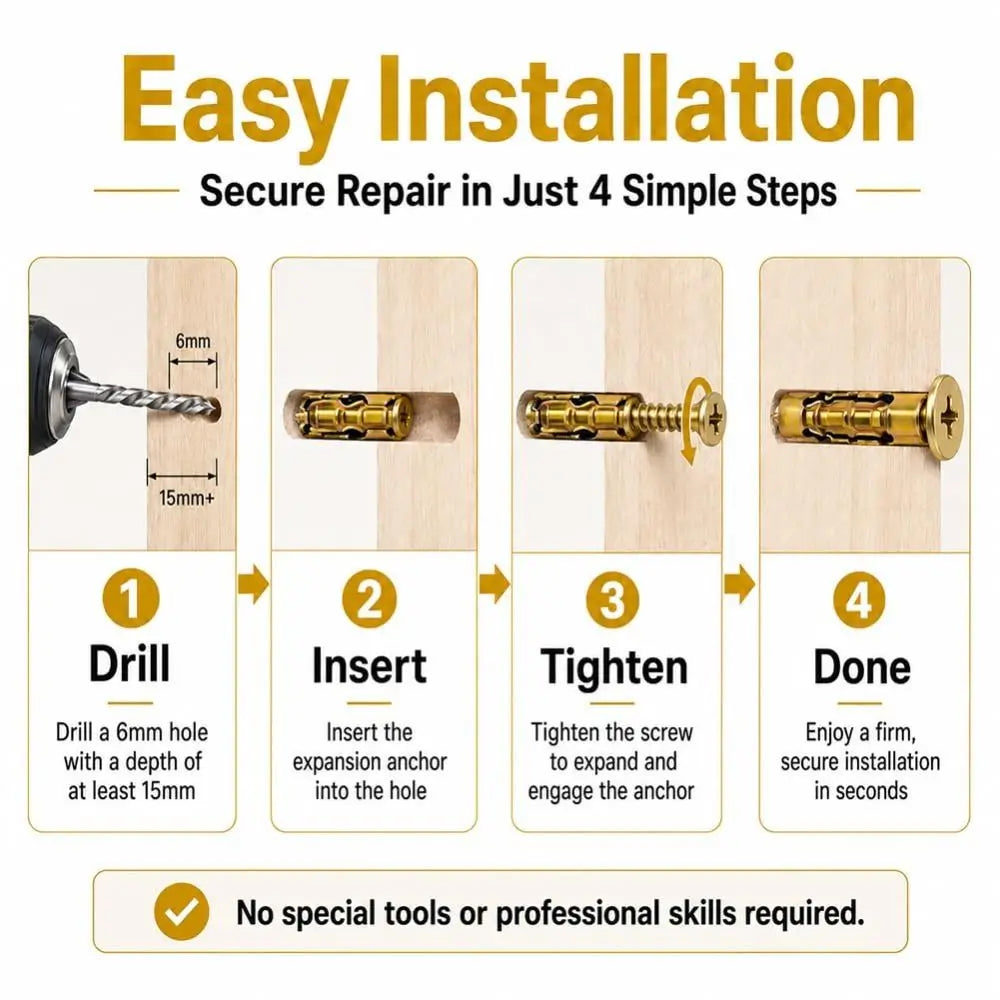 6×14mm Stone Expansion Screws & Hollow Wall Anchors Set Masonry Expansion Screws Nixie