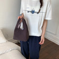 Women's Canvas Satchel – Candy Color Checkered Korean Style Bag Canvas Satchel Bag Nixie Brown
