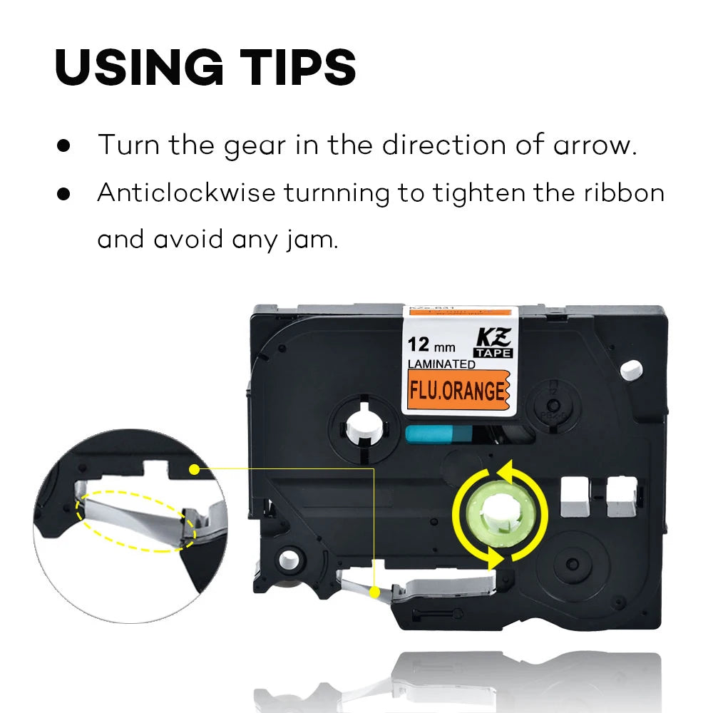 3-Pack Fluorescent Label Tape Compatible Brother TZe P-Touch Label Tape Cassette Nixie