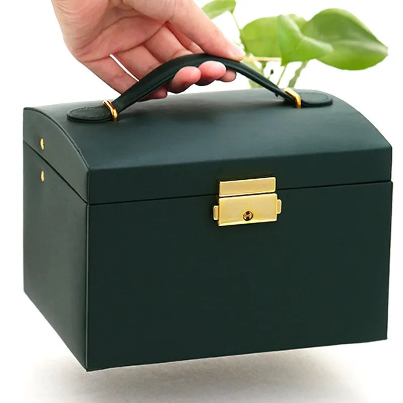 3-Layer Faux Leather Drawer Jewelry Box with Lock Jewelry Storage Box Nixie