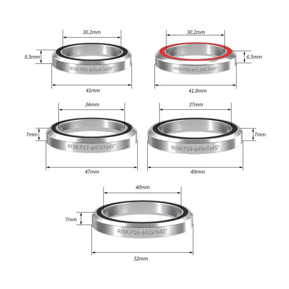 2PCS Steel Bike Headset Bearings 41mm–52mm Replacement Bike Headset Bearing Nixie