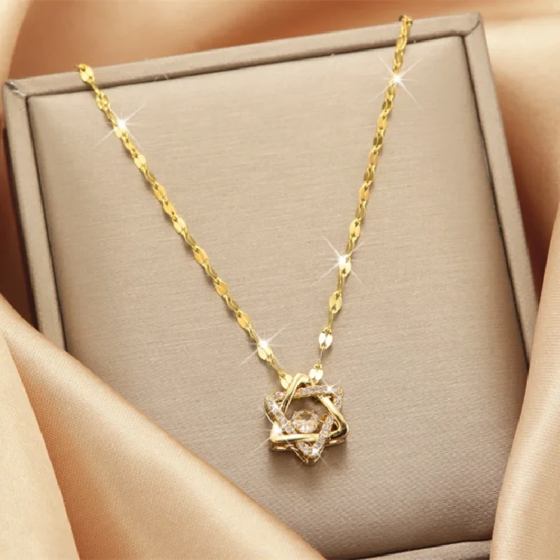 Crown Triangle Copper Pendant Stainless Steel Necklace | Gold Pendant Necklace Nixie