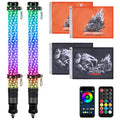 KEMIMOTO COB Fat Whip Lights UTV ATV Bluetooth IP67 Waterproof LED Whip Lights Nixie 2ft 600pcs 5050 LED